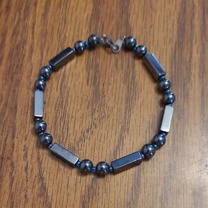 Vintage Metallic Hematite Gray Beaded Bracelet